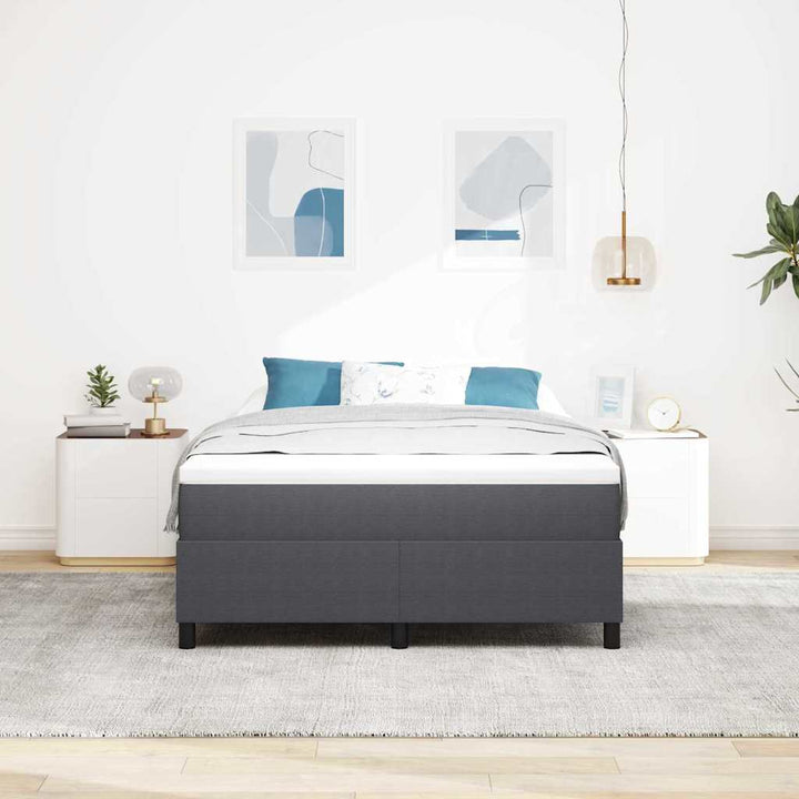 Box spring seng Mørkegrå og Hvid 140 x 200 cm Velourstof