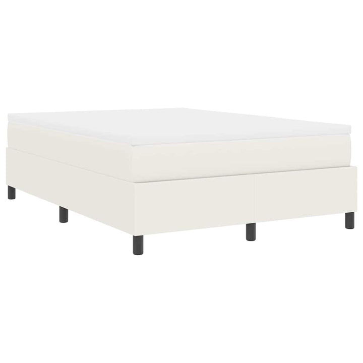 Box spring seng Creme og hvid 140 x 200 cm Velourstof