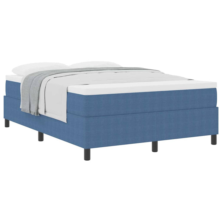 Box spring seng Blå og Hvid 140 x 200 cm Velourstof