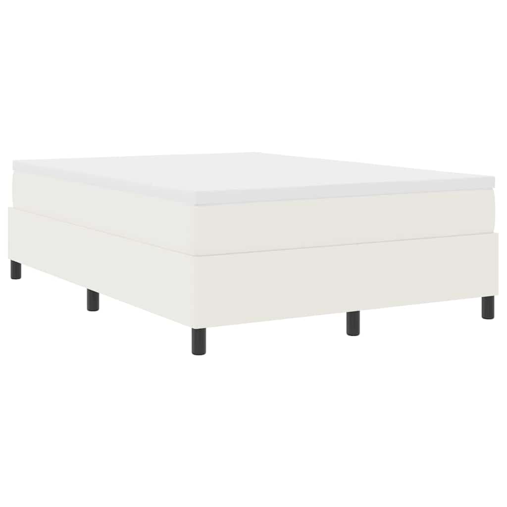 Box spring seng Creme og hvid 160 x 200 cm Velourstof