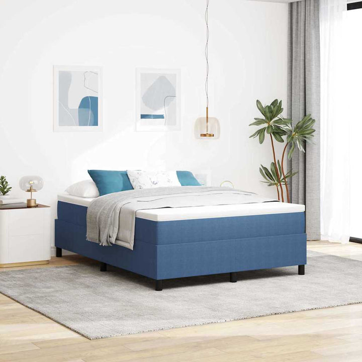 Box spring seng Blå og Hvid 160 x 200 cm Velourstof