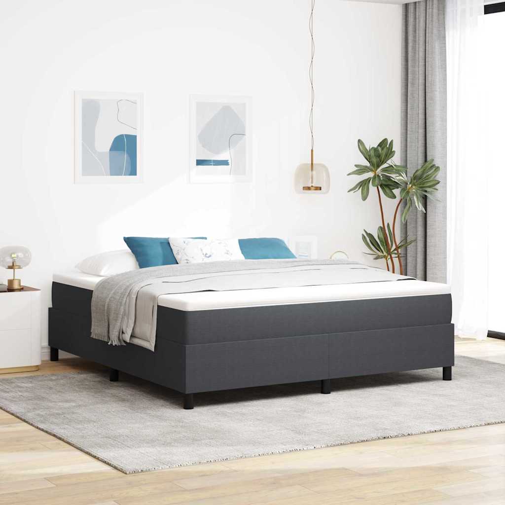 Box spring seng Mørkegrå og Hvid 180 x 200 cm Velourstof