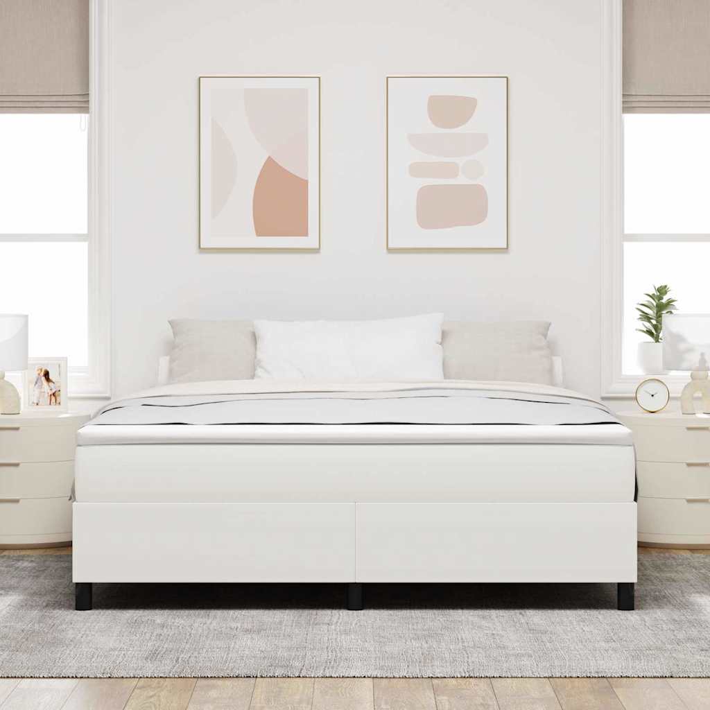 Box spring seng Creme og hvid 180 x 200 cm Velourstof