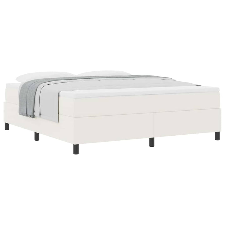 Box spring seng Creme og hvid 180 x 200 cm Velourstof