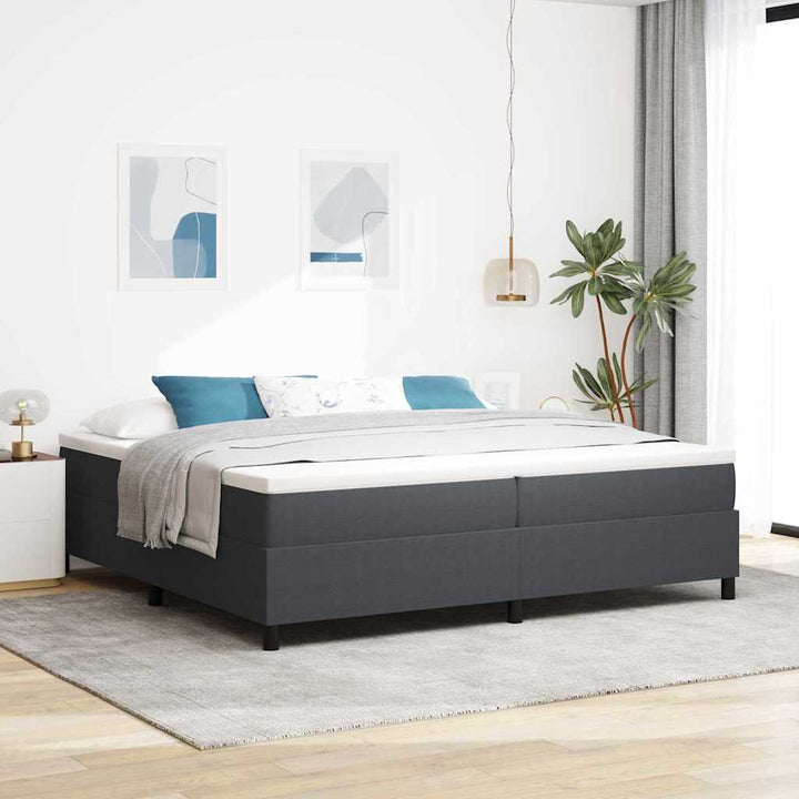 Box spring seng Mørkegrå og Hvid 200 x 200 cm Velourstof