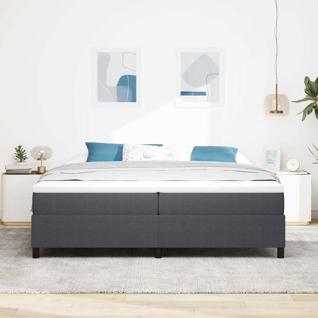 Box spring seng Mørkegrå og Hvid 200 x 200 cm Velourstof