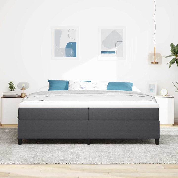 Box spring seng Mørkegrå og Hvid 200 x 200 cm Velourstof