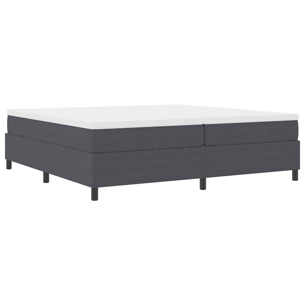 Box spring seng Mørkegrå og Hvid 200 x 200 cm Velourstof