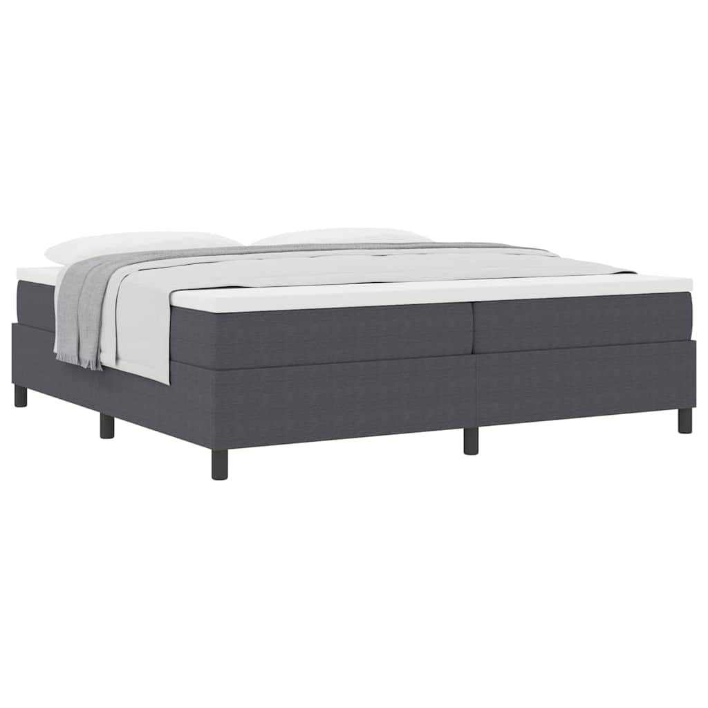 Box spring seng Mørkegrå og Hvid 200 x 200 cm Velourstof