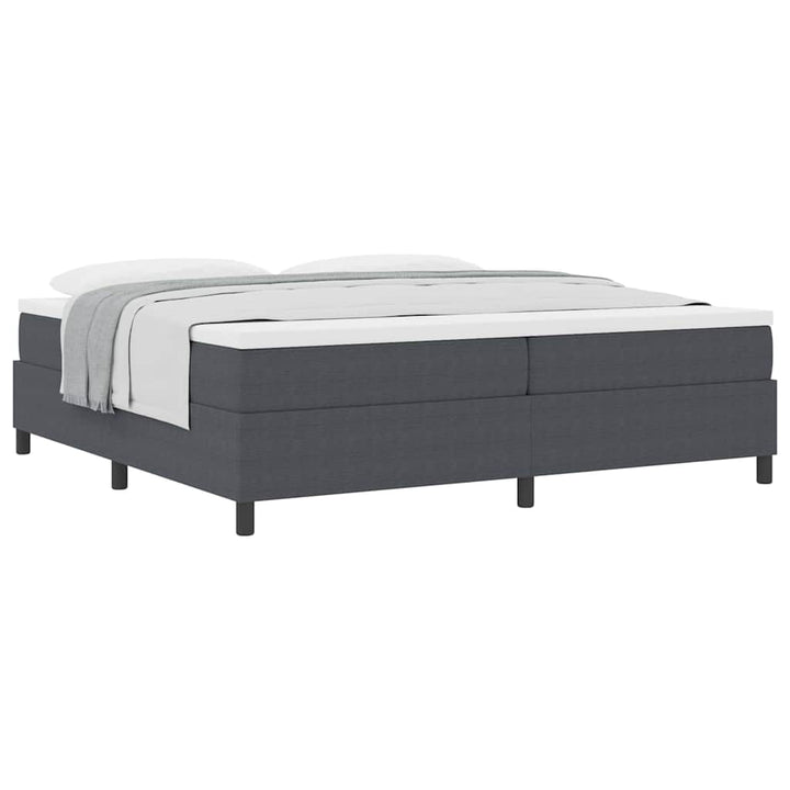 Box spring seng Mørkegrå og Hvid 200 x 200 cm Velourstof