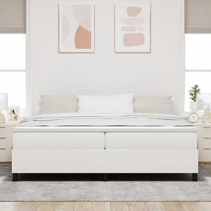 Box spring seng Creme og hvid 200 x 200 cm Velourstof