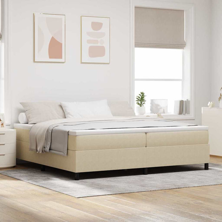 Box spring seng Lys Grå og Hvid 200 x 200 cm Velourstof