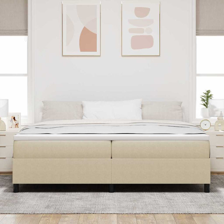 Box spring seng Lys Grå og Hvid 200 x 200 cm Velourstof