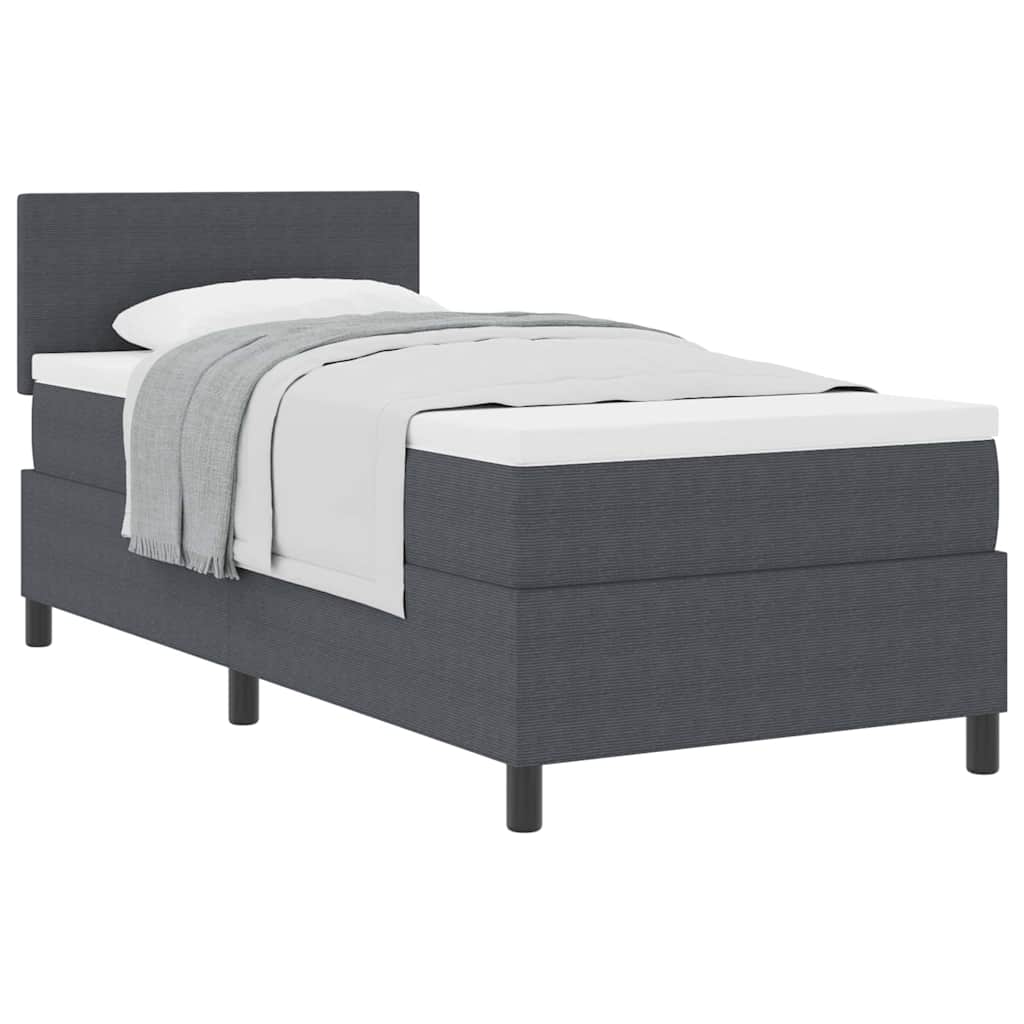 Box spring seng Mørkegrå og Hvid 90 x 190 cm Velourstof