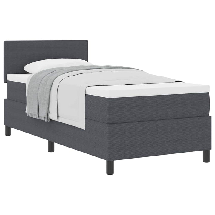 Box spring seng Mørkegrå og Hvid 90 x 190 cm Velourstof