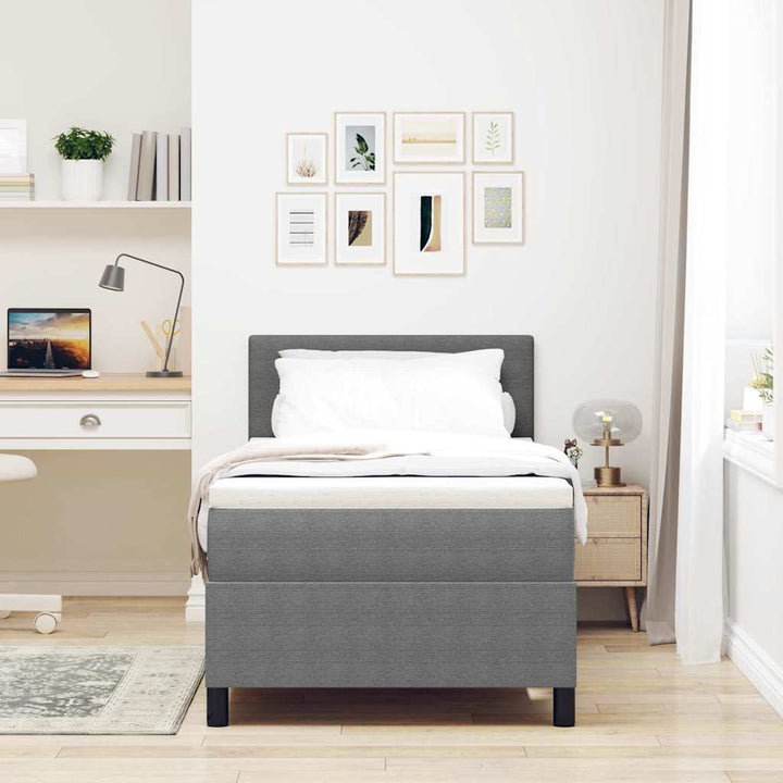 Box spring seng Lys Grå og Hvid 100 x 200 cm Velourstof