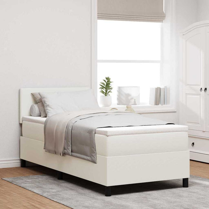 Box spring seng Creme og hvid 100 x 200 cm Velourstof