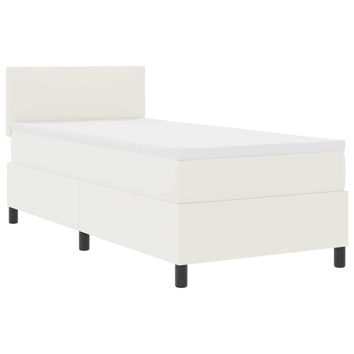 Box spring seng Creme og hvid 100 x 200 cm Velourstof