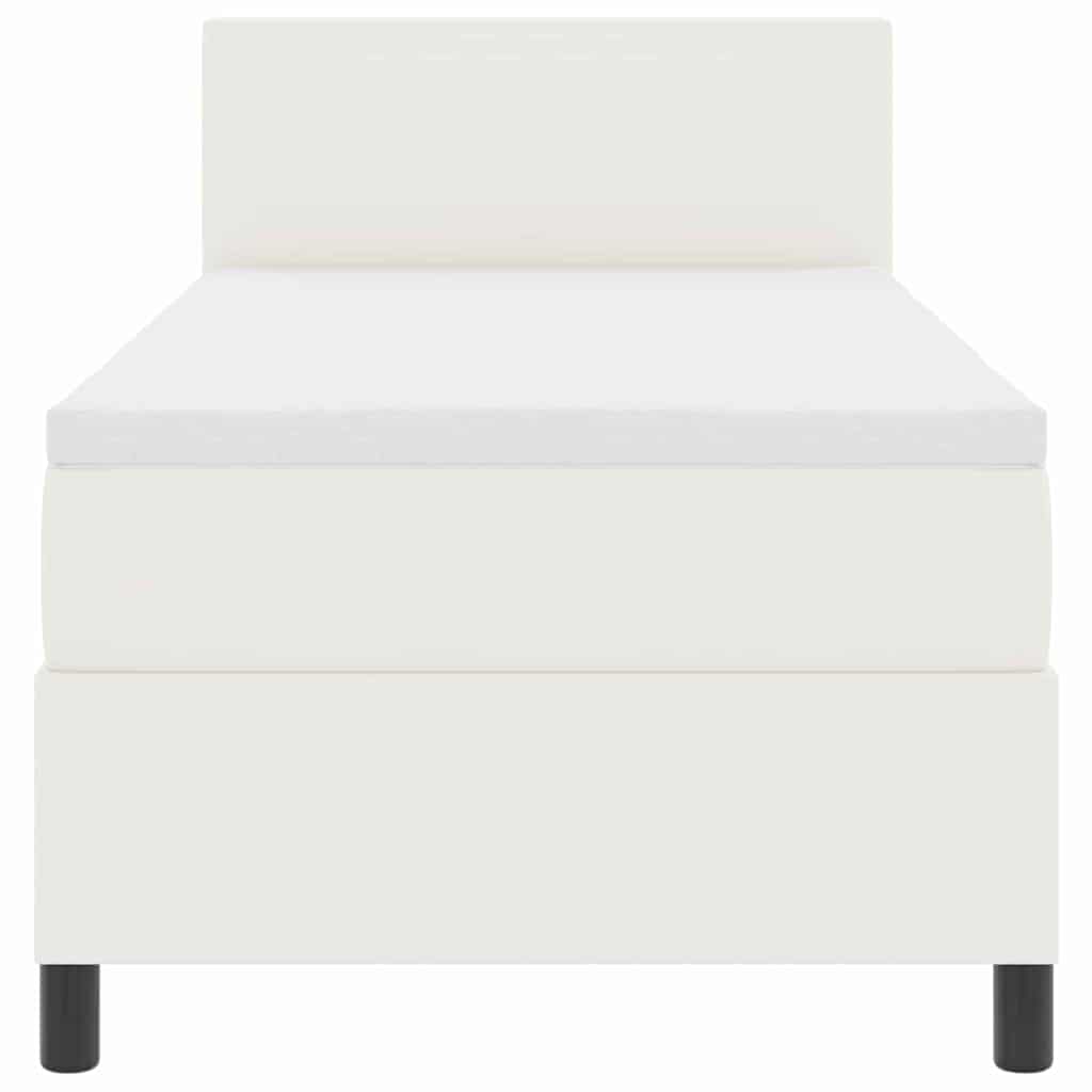 Box spring seng Creme og hvid 100 x 200 cm Velourstof
