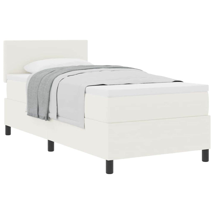 Box spring seng Creme og hvid 100 x 200 cm Velourstof