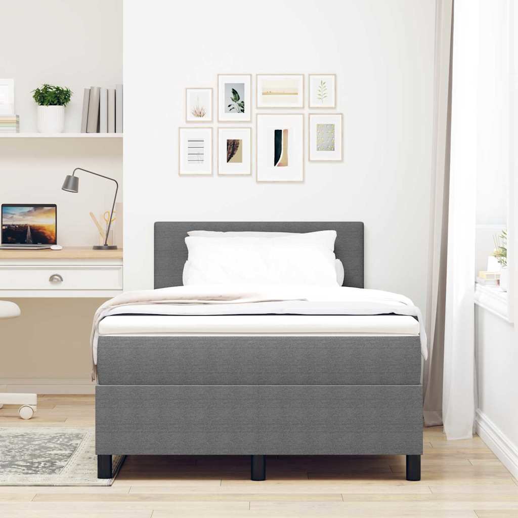 Box spring seng Lys Grå og Hvid 120 x 190 cm Velourstof