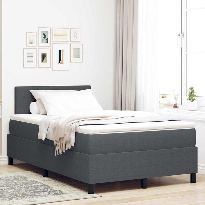 Box spring seng Mørkegrå og Hvid 120 x 190 cm Velourstof