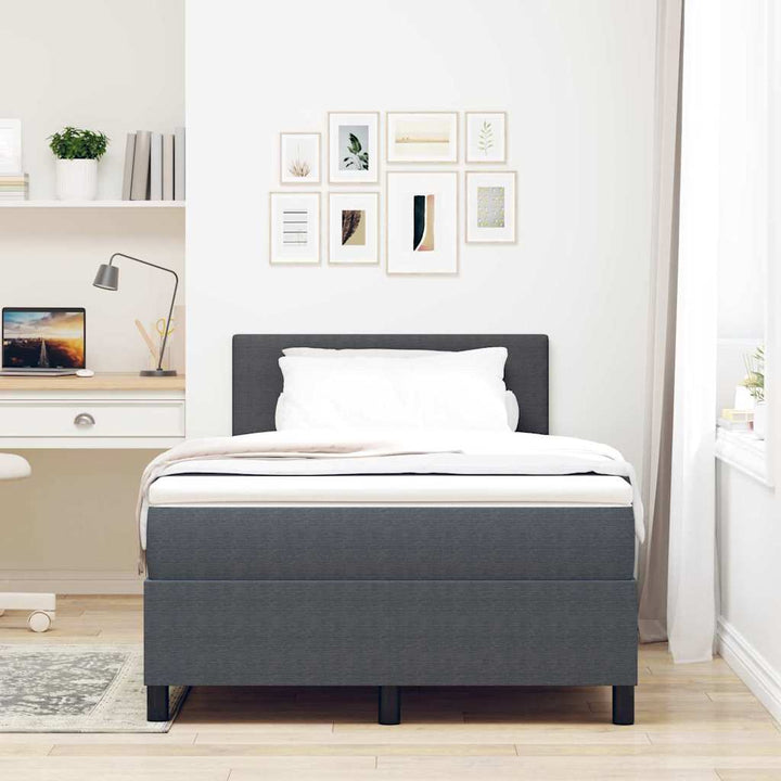 Box spring seng Mørkegrå og Hvid 120 x 190 cm Velourstof