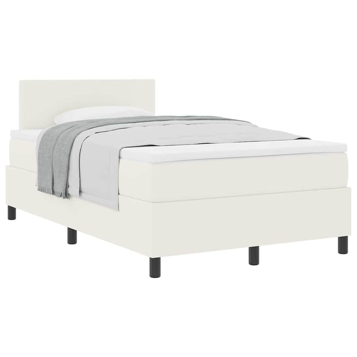 Box spring seng Creme og hvid 120 x 190 cm Velourstof
