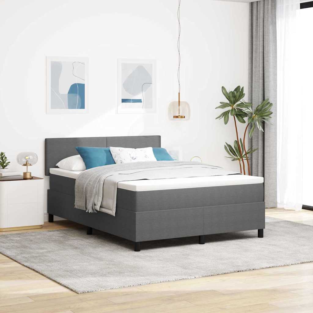 Box spring seng Lys Grå og Hvid 140 x 190 cm Velourstof