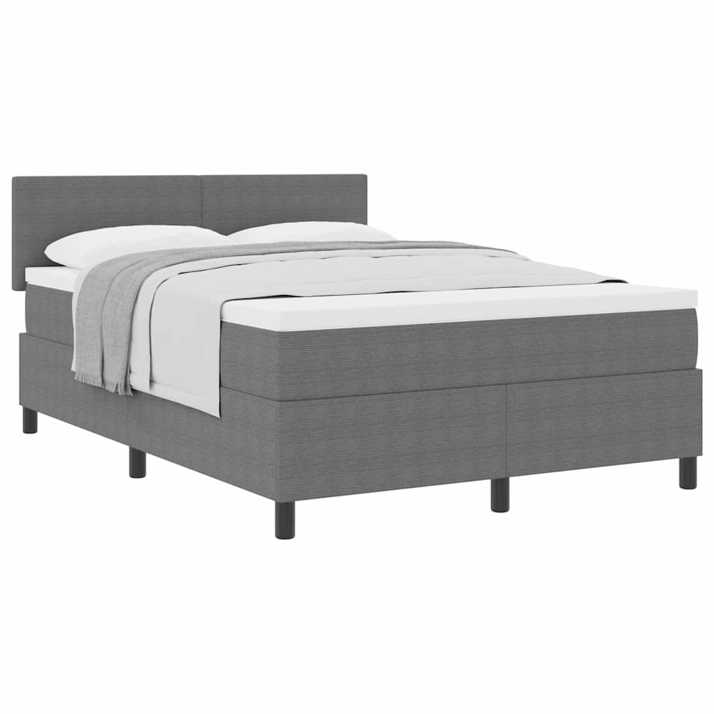 Box spring seng Lys Grå og Hvid 140 x 190 cm Velourstof