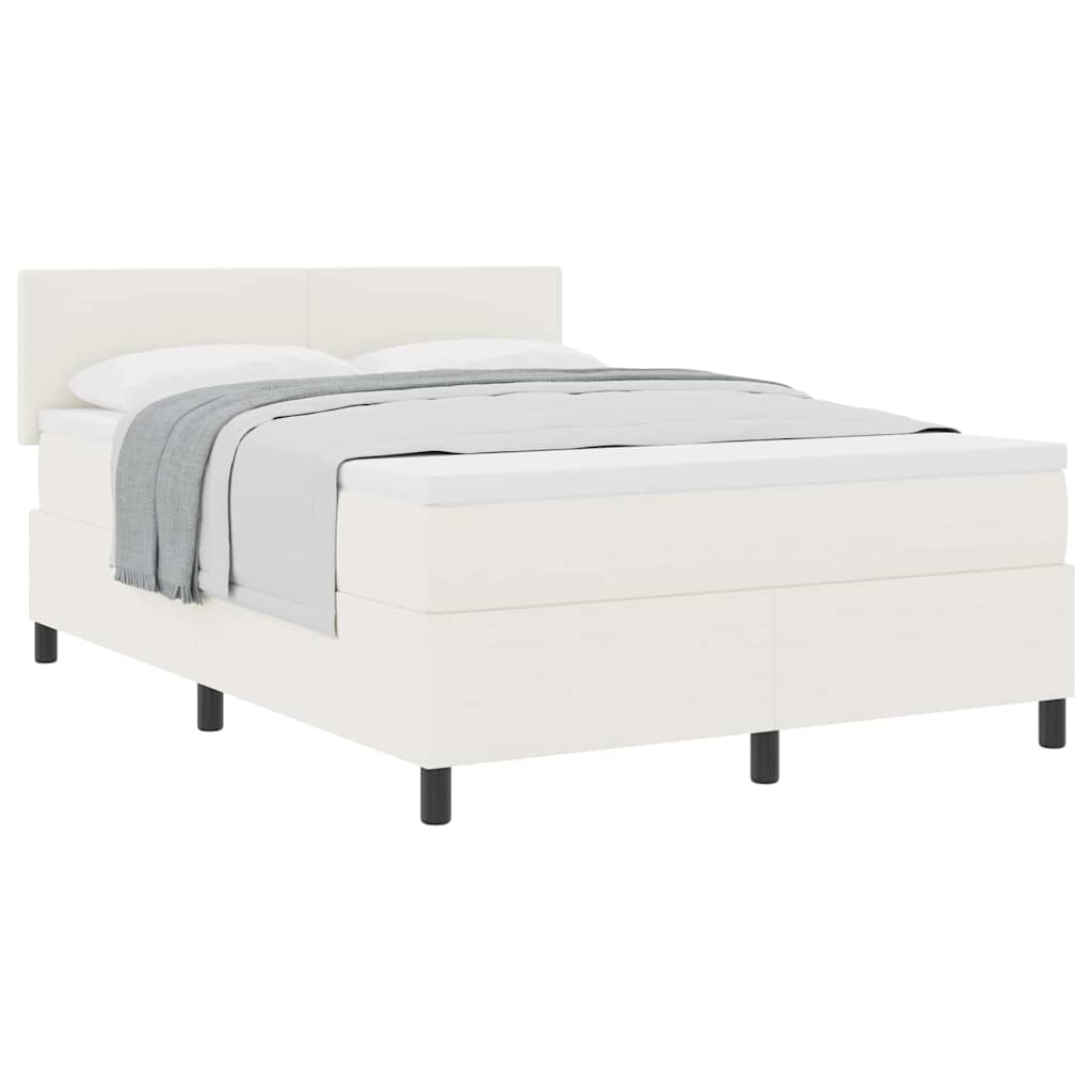 Box spring seng Creme og hvid 140 x 190 cm Velourstof