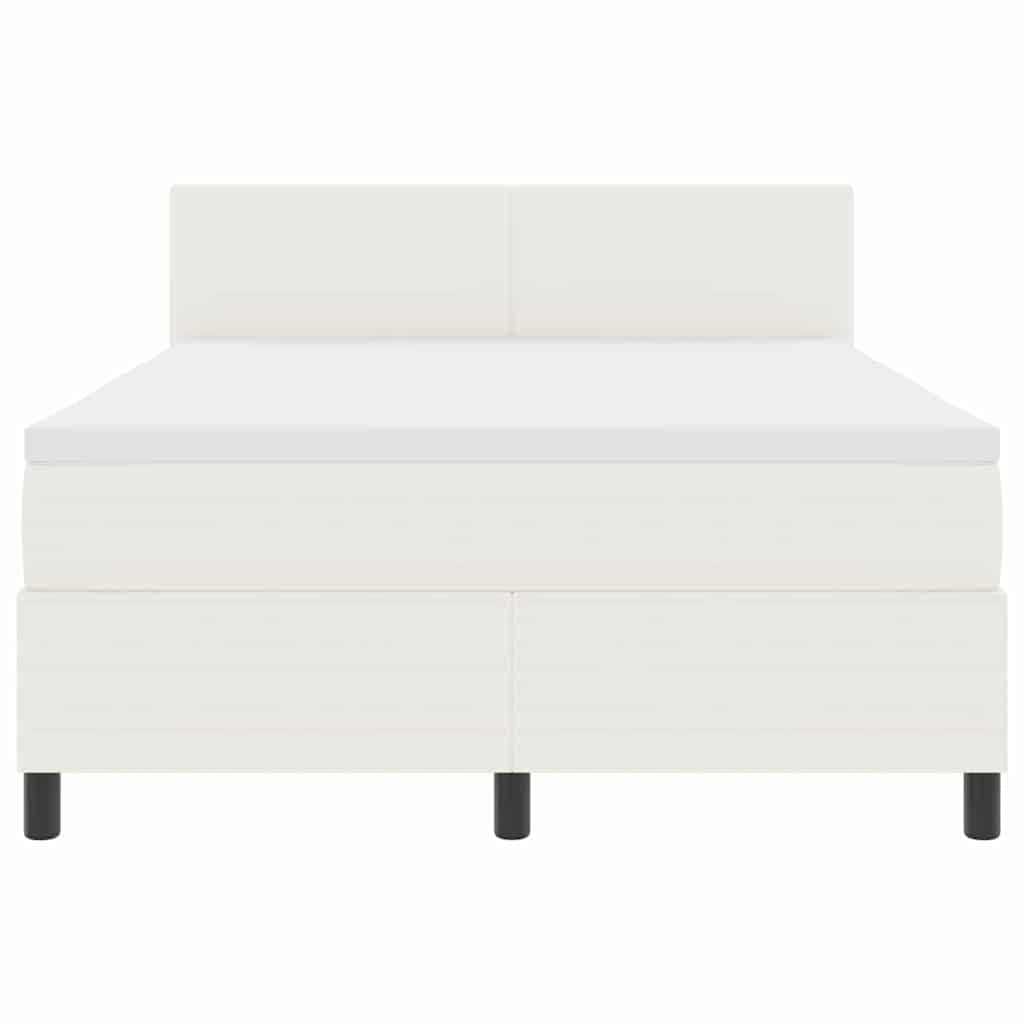 Box spring seng Creme og hvid 160 x 200 cm Velourstof
