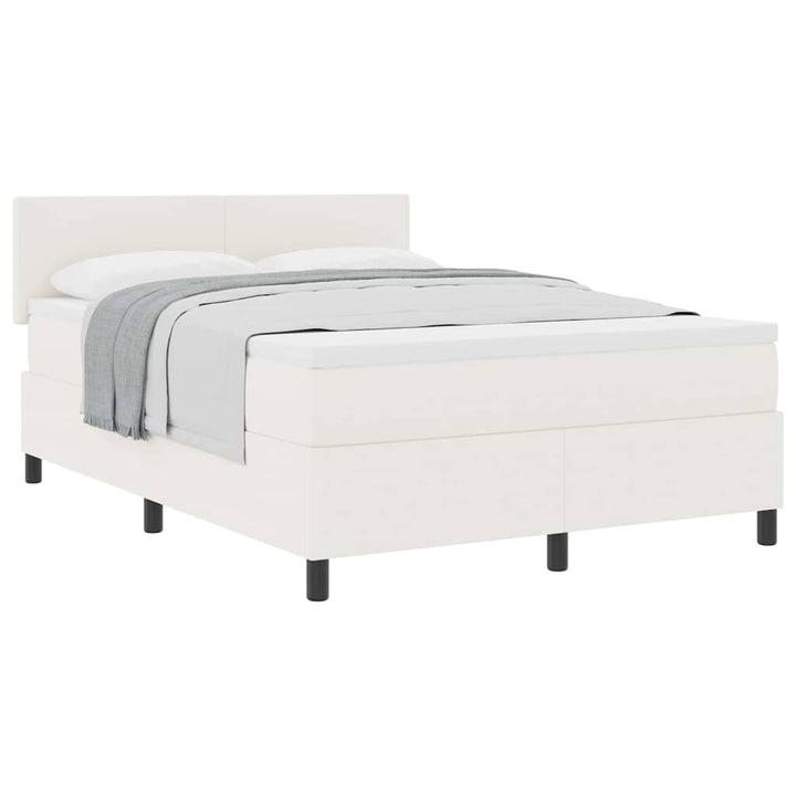 Box spring seng Creme og hvid 160 x 200 cm Velourstof
