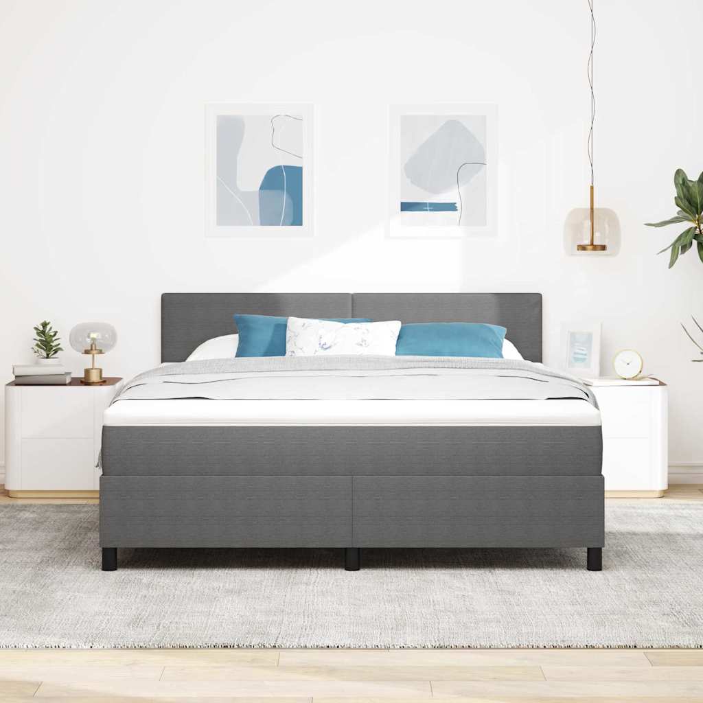 Box spring seng Lys Grå og Hvid 180 x 200 cm Velourstof