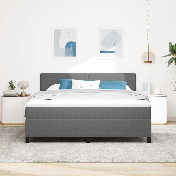 Box spring seng Lys Grå og Hvid 180 x 200 cm Velourstof