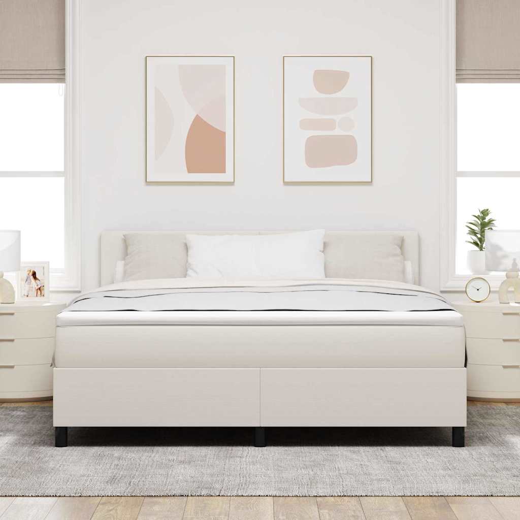 Box spring seng Creme og hvid 180 x 200 cm Velourstof