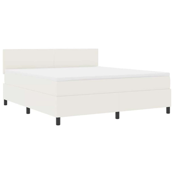 Box spring seng Creme og hvid 180 x 200 cm Velourstof
