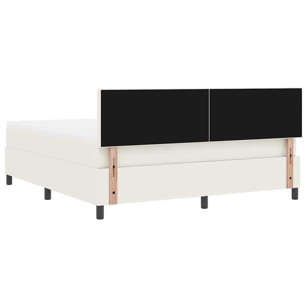 Box spring seng Creme og hvid 180 x 200 cm Velourstof
