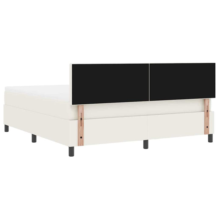 Box spring seng Creme og hvid 180 x 200 cm Velourstof