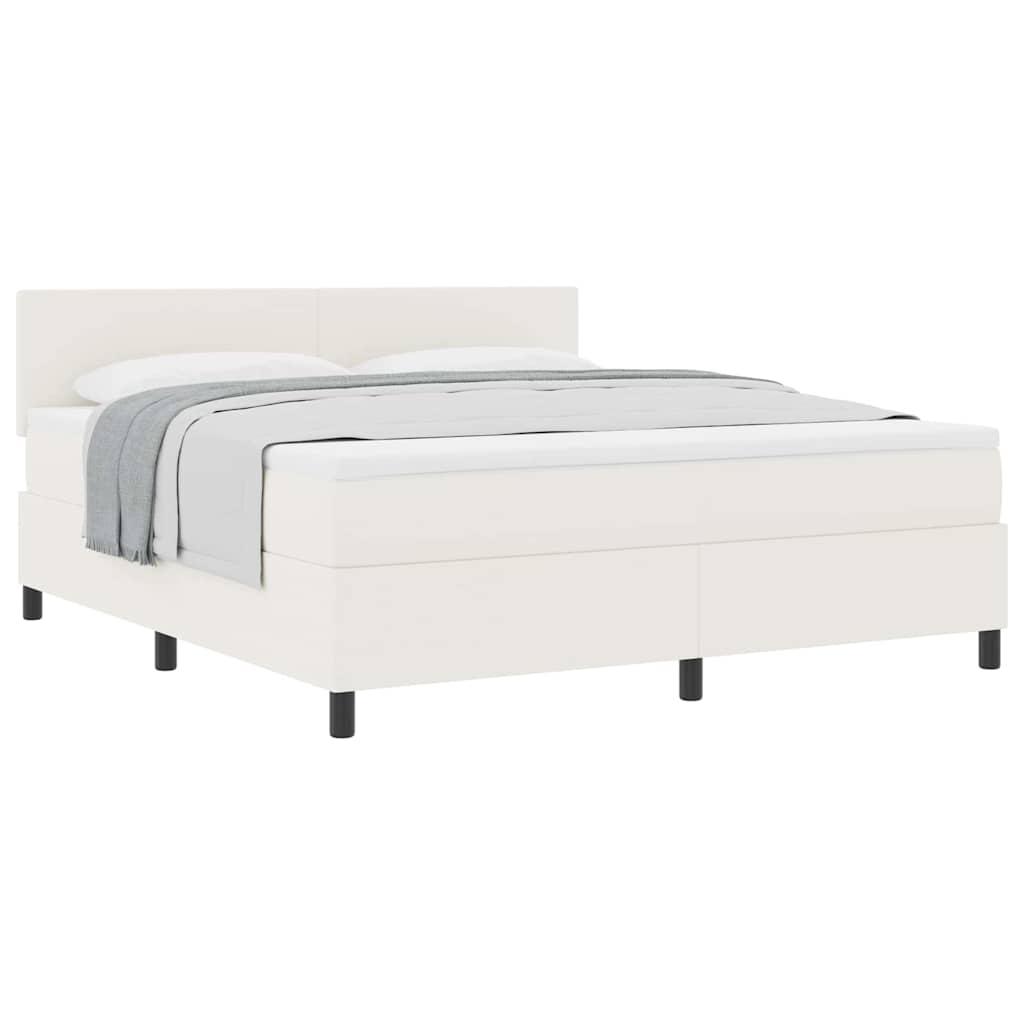 Box spring seng Creme og hvid 180 x 200 cm Velourstof