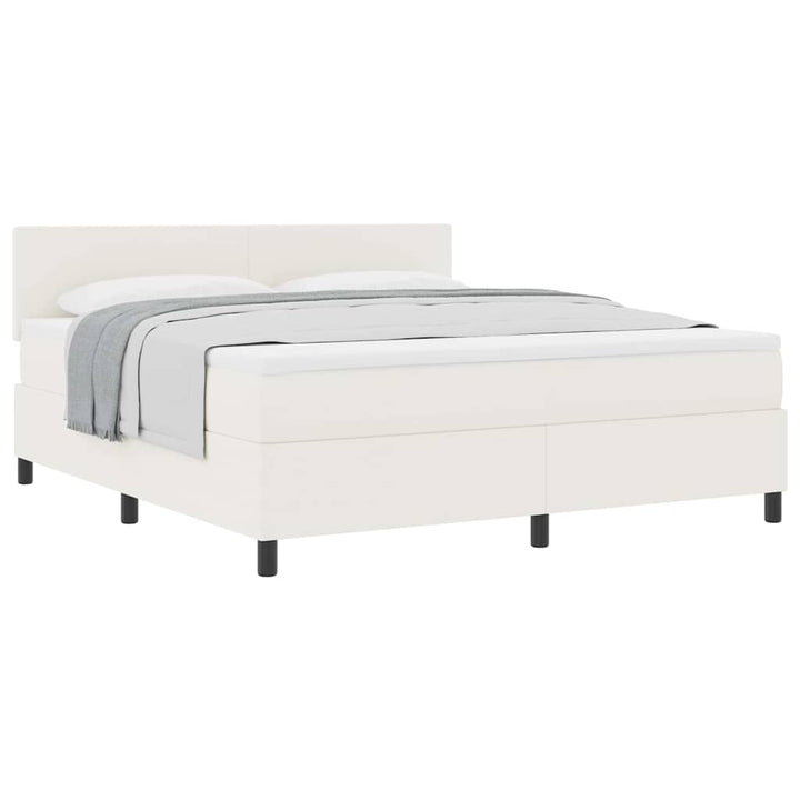 Box spring seng Creme og hvid 180 x 200 cm Velourstof