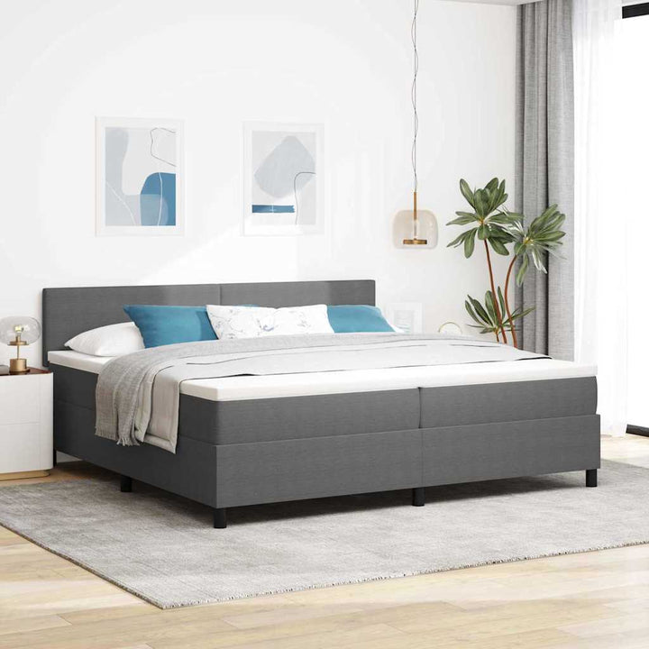 Box spring seng Lys Grå og Hvid 200 x 200 cm Velourstof