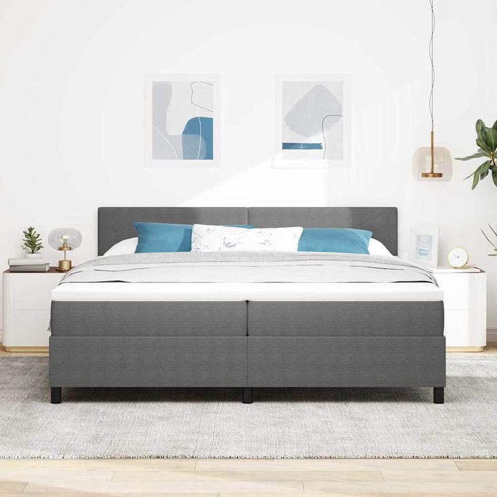 Box spring seng Lys Grå og Hvid 200 x 200 cm Velourstof