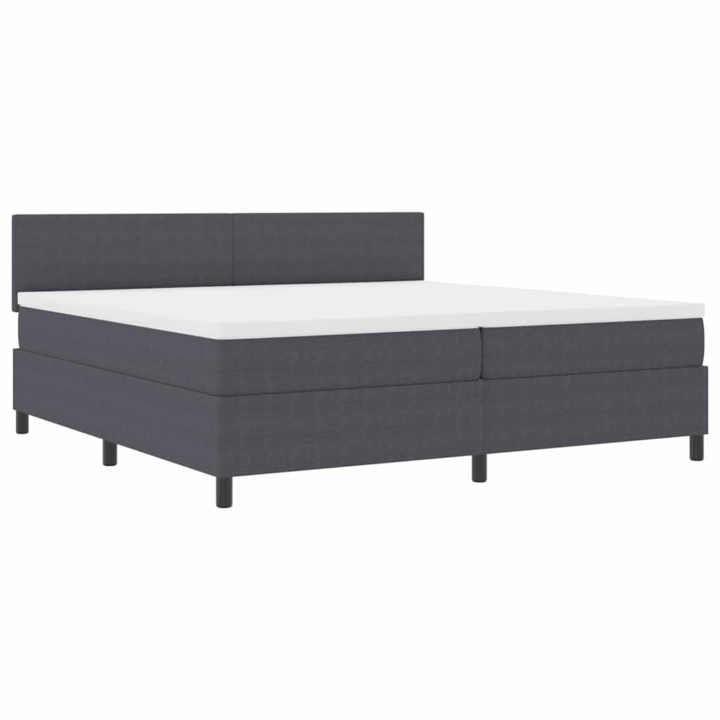 Box spring seng Mørkegrå og Hvid 200 x 200 cm Velourstof