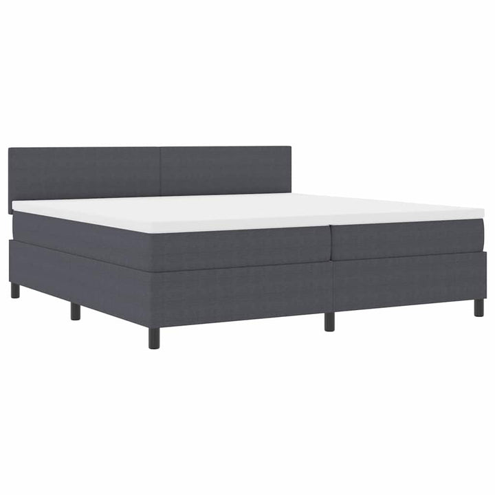 Box spring seng Mørkegrå og Hvid 200 x 200 cm Velourstof