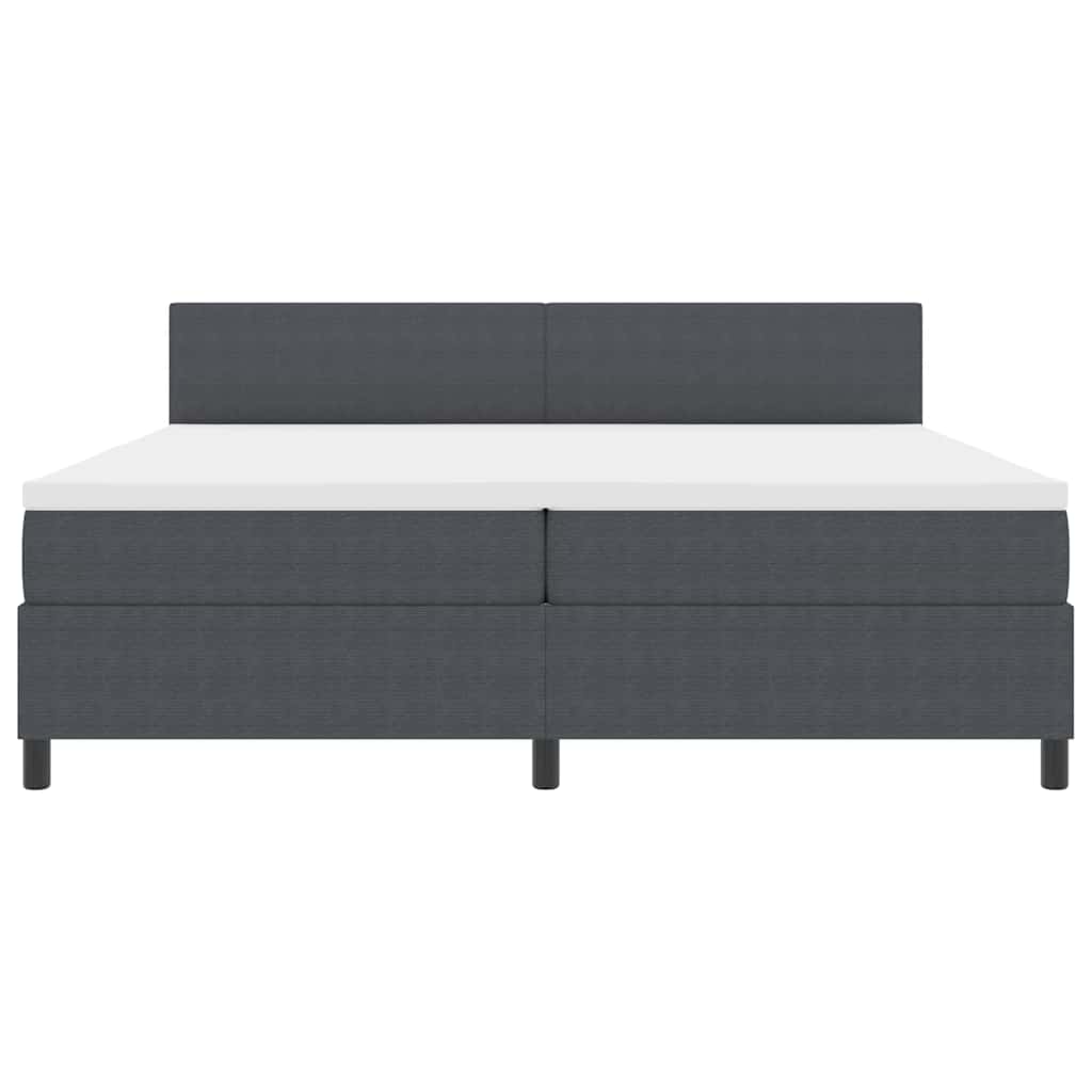 Box spring seng Mørkegrå og Hvid 200 x 200 cm Velourstof