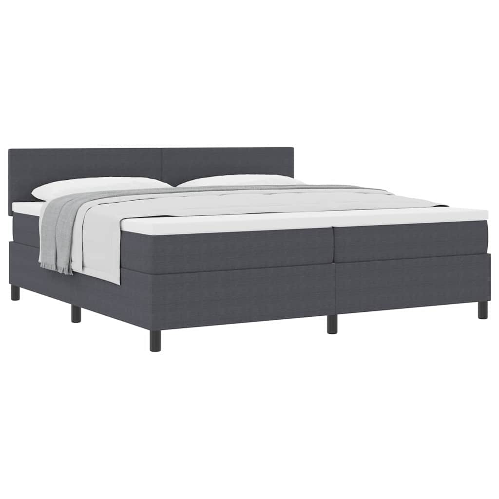 Box spring seng Mørkegrå og Hvid 200 x 200 cm Velourstof