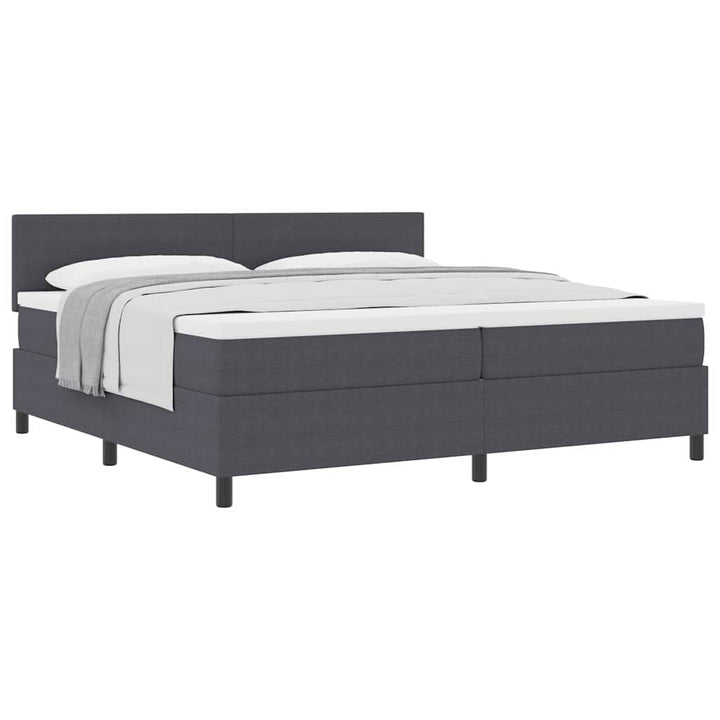 Box spring seng Mørkegrå og Hvid 200 x 200 cm Velourstof