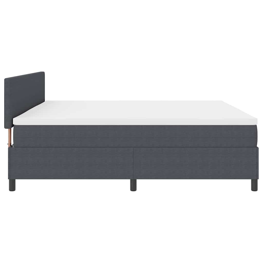 Box spring seng Mørkegrå og Hvid 200 x 200 cm Velourstof