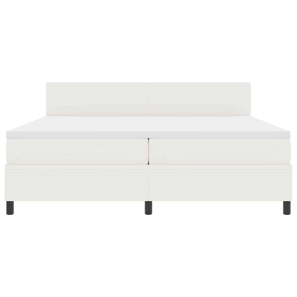 Box spring seng Creme og hvid 200 x 200 cm Velourstof